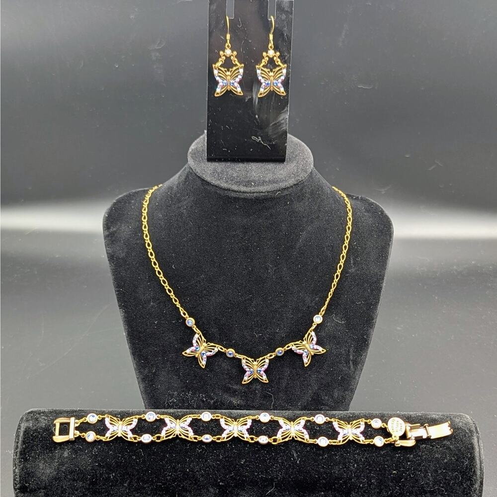 Anne Koplik Designs Butterfly Jewelry Set – Swarovski Crystal Vintage Inspired